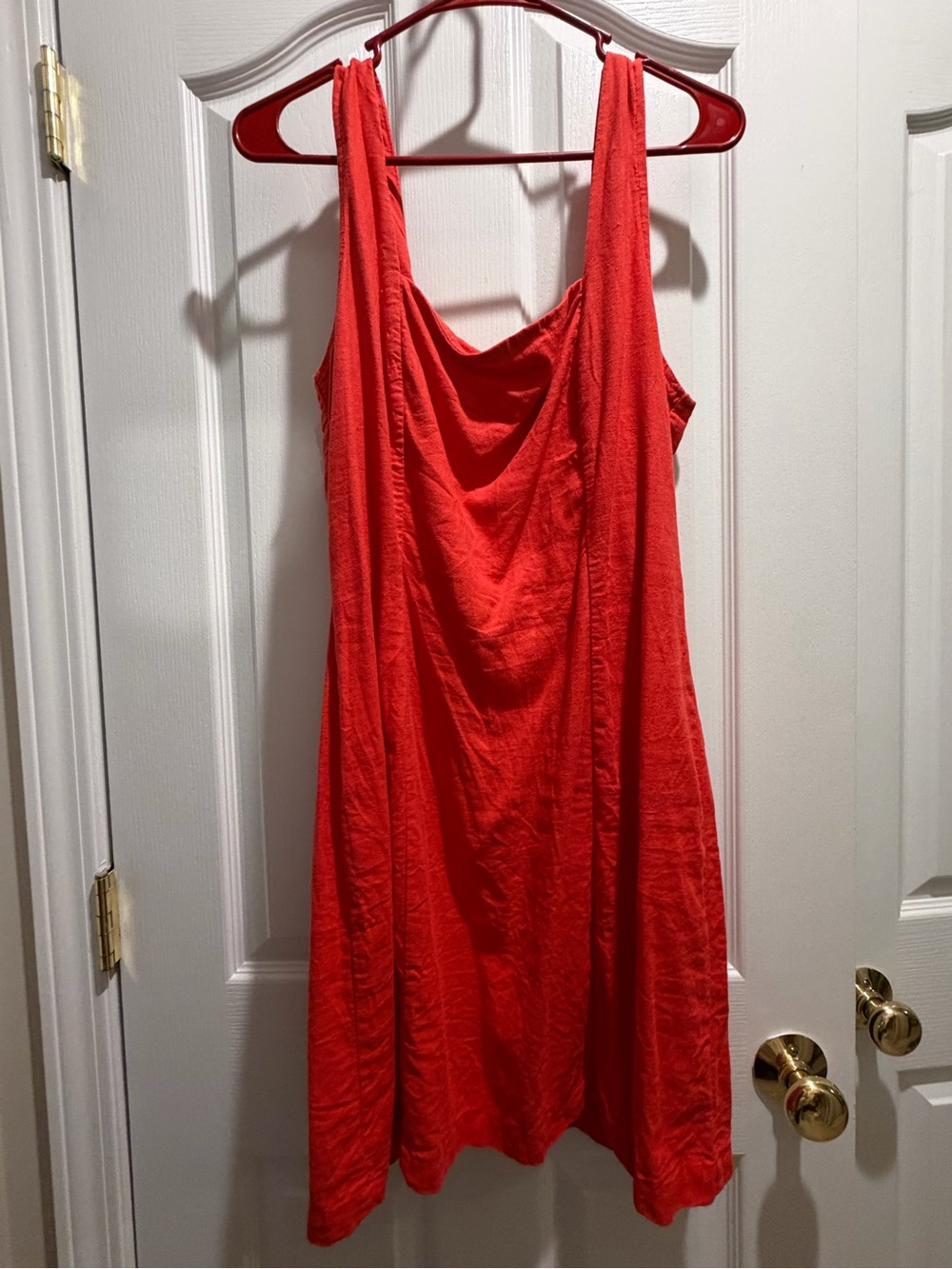 Red linen dress